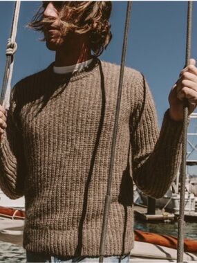 Taylor Stitch Crewneck Alpaca blend Sweater in Taupe Brown 42(L)